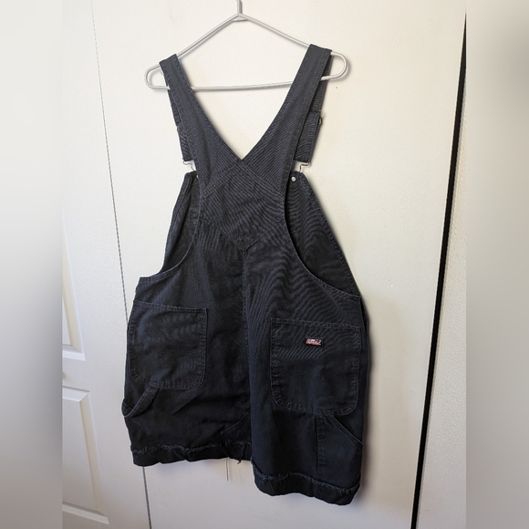 DICKIES Black Skirt Overall Size Large 100% Cotton Women Ajustable Straps - Picture 6 of 11